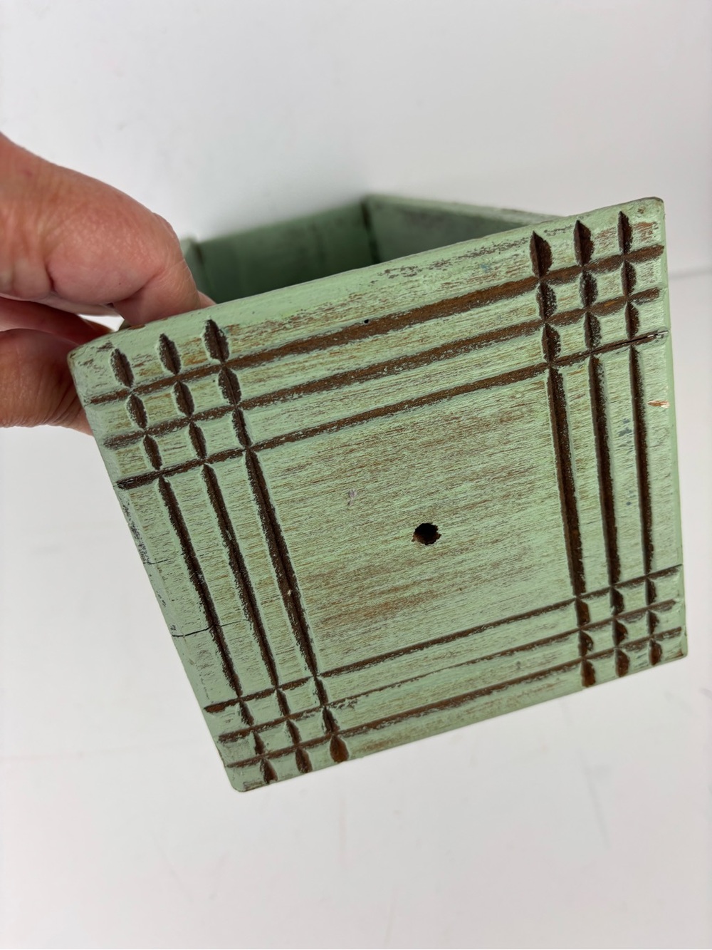 Vintage Wood Sewing Draw-Distressed Green Paint